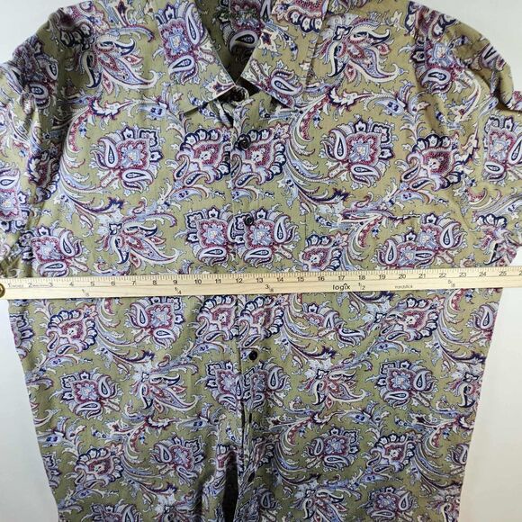 Alan Flusser Mens XL Paisley Button Down Long Sleeve Cotton Shirt - Picture 4 of 8
